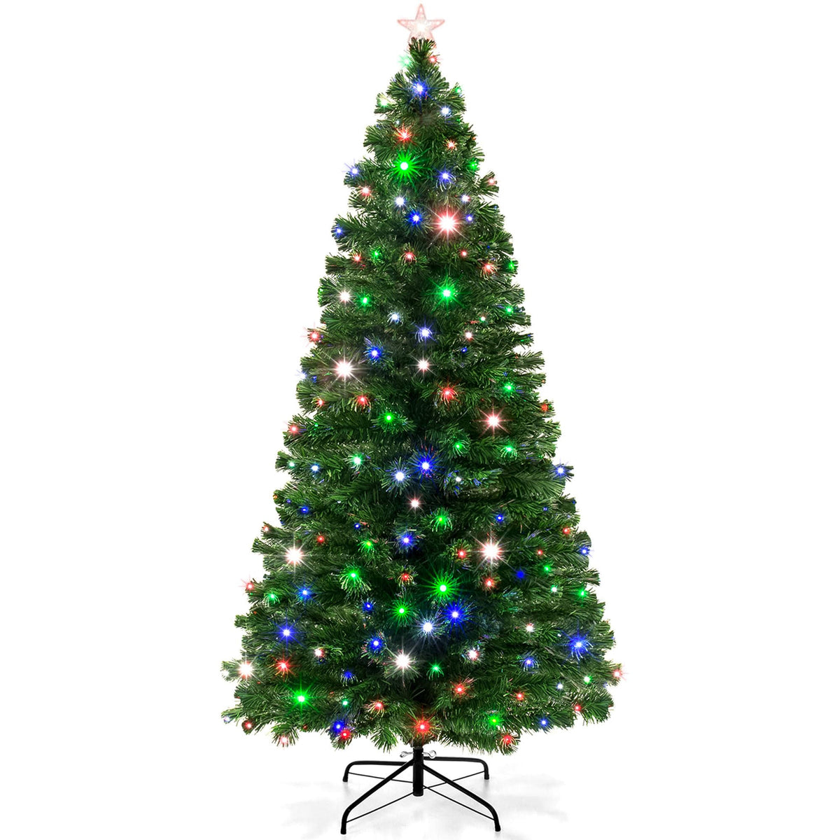 Best Choice Products 8ft Pre-Lit Fiber Optic Artificial Pine Christmas Tree w/ 320 Multicolored LED Lights - Product image 1