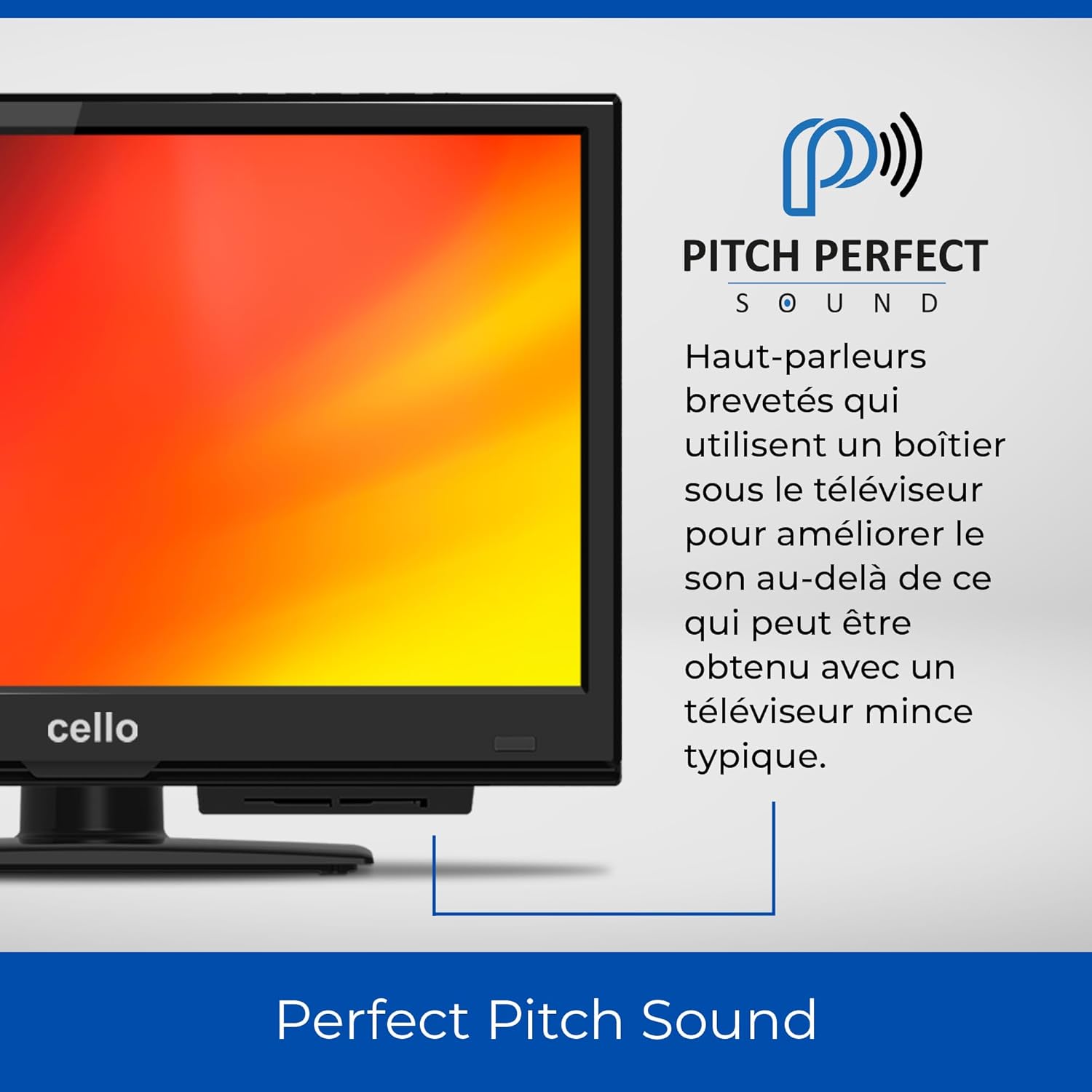 Cello C1624F 16" Full HD LED TV Integrated player Triple tuner DVB-T/T2-C-S/S2 HDMI USB 230V “Pitch Perfect Sound” for a unique sound experience
