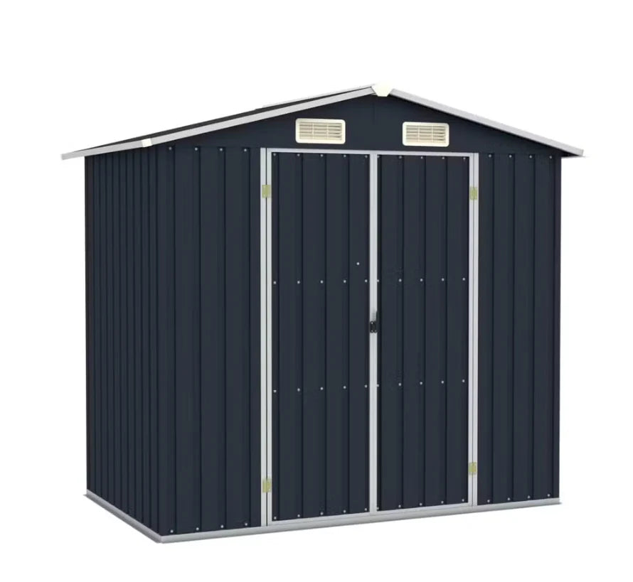 Gray Metal Garden Shed 205 x 183 x 129 cm -