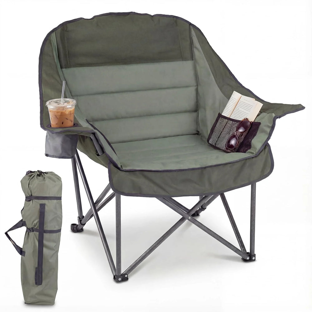Tangkula Camping Chair - Portable Oversized Outdoor Folding Camp Chair with Padded Seat
