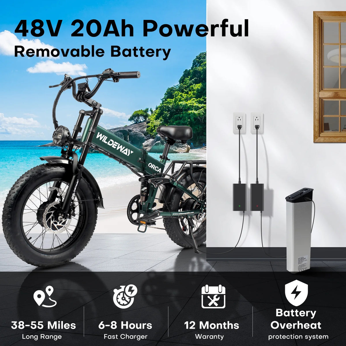 Folding AWD Dual Motor Electric Bike for Adults 20*4.0'' 2300w UL2849 48v 20ah, 7 Speeds - Product image 6