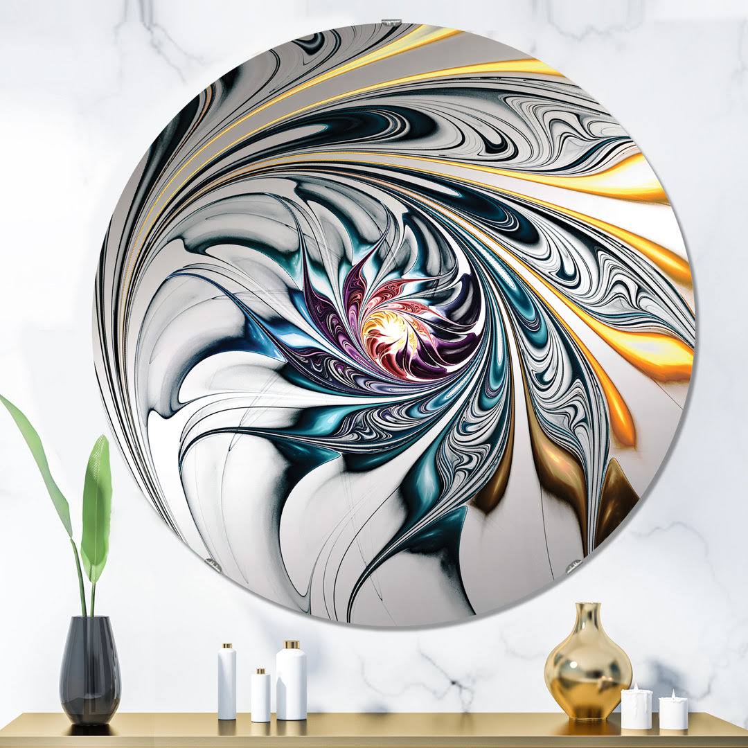 Stained Glass Floral Art Accent Wall Mirror East Urban Home Size: 23.6" H x 23.6" W - Product image 1