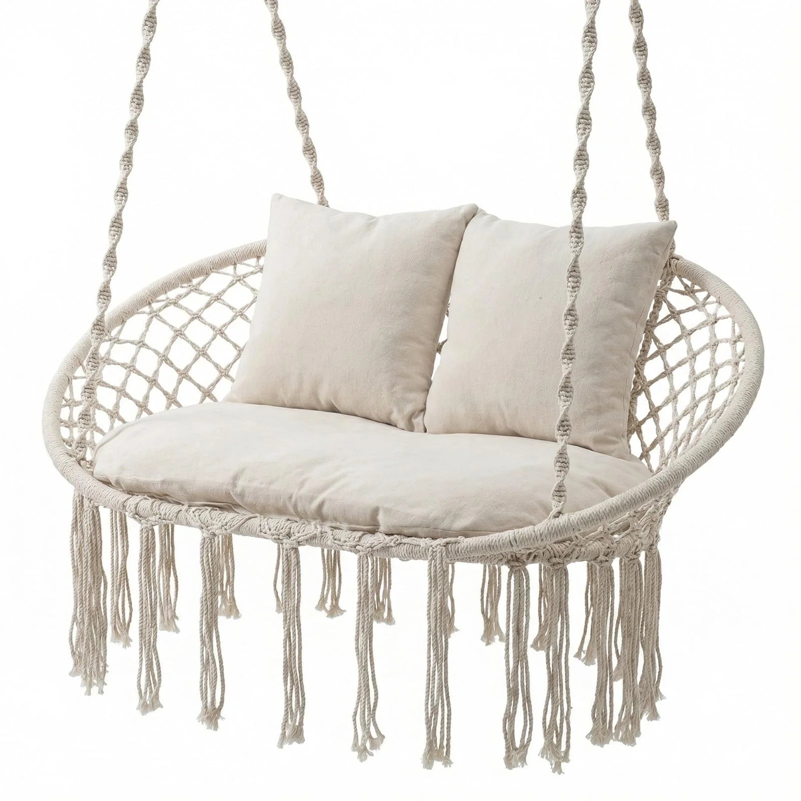 Tangkula 2-Person Hanging Hammock Chair Boho Style Macrame Hammock Swing - Product image 1