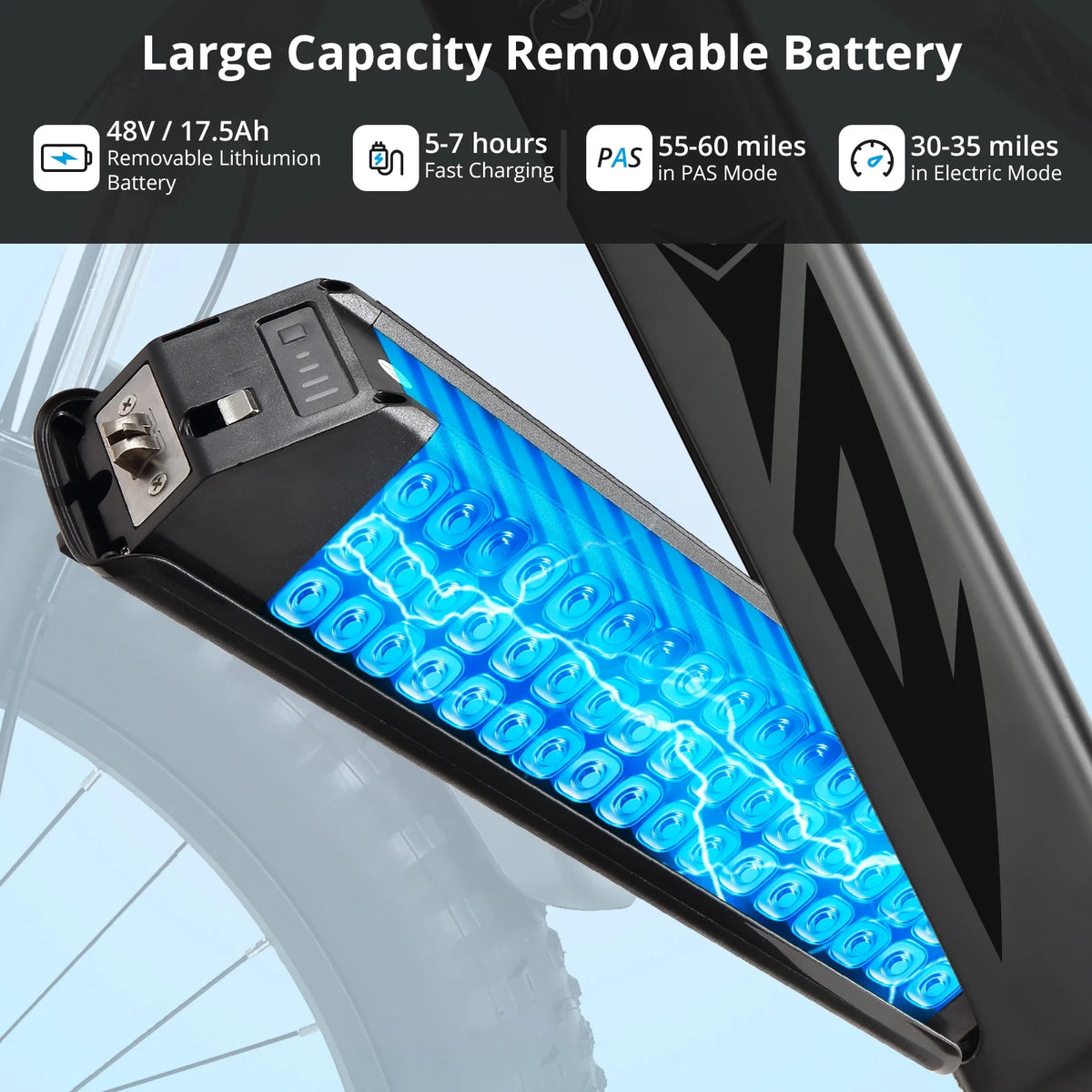 Electric Bike for Adults, 1000W E Bikes for Men, 26" Fat Tire Electric Bikes, 48V 17.5AH Battery, 28MPH - Product image 4