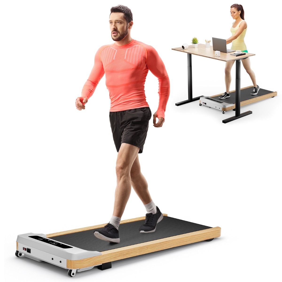 Electric Treadmill 1.3-6KM/H 2.25HP Motor with Wheels Load 120 kg with Remote Control LED Screen 15 Programs Gray -