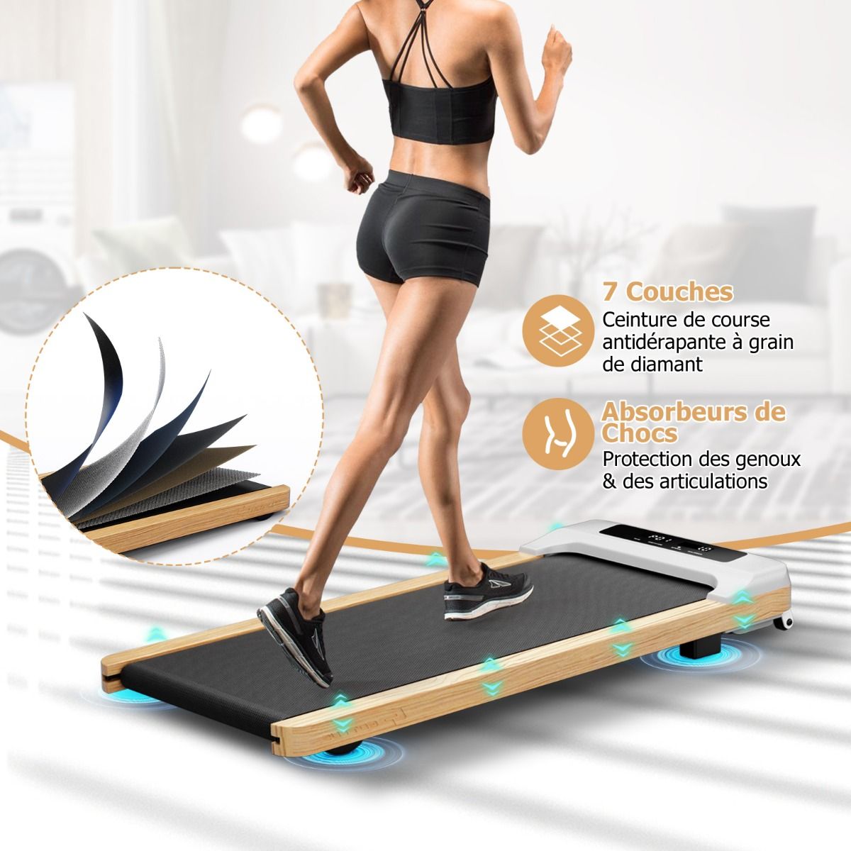Electric Treadmill 1.3-6KM/H 2.25HP Motor with Wheels Load 120 kg with Remote Control LED Screen 15 Programs Gray -