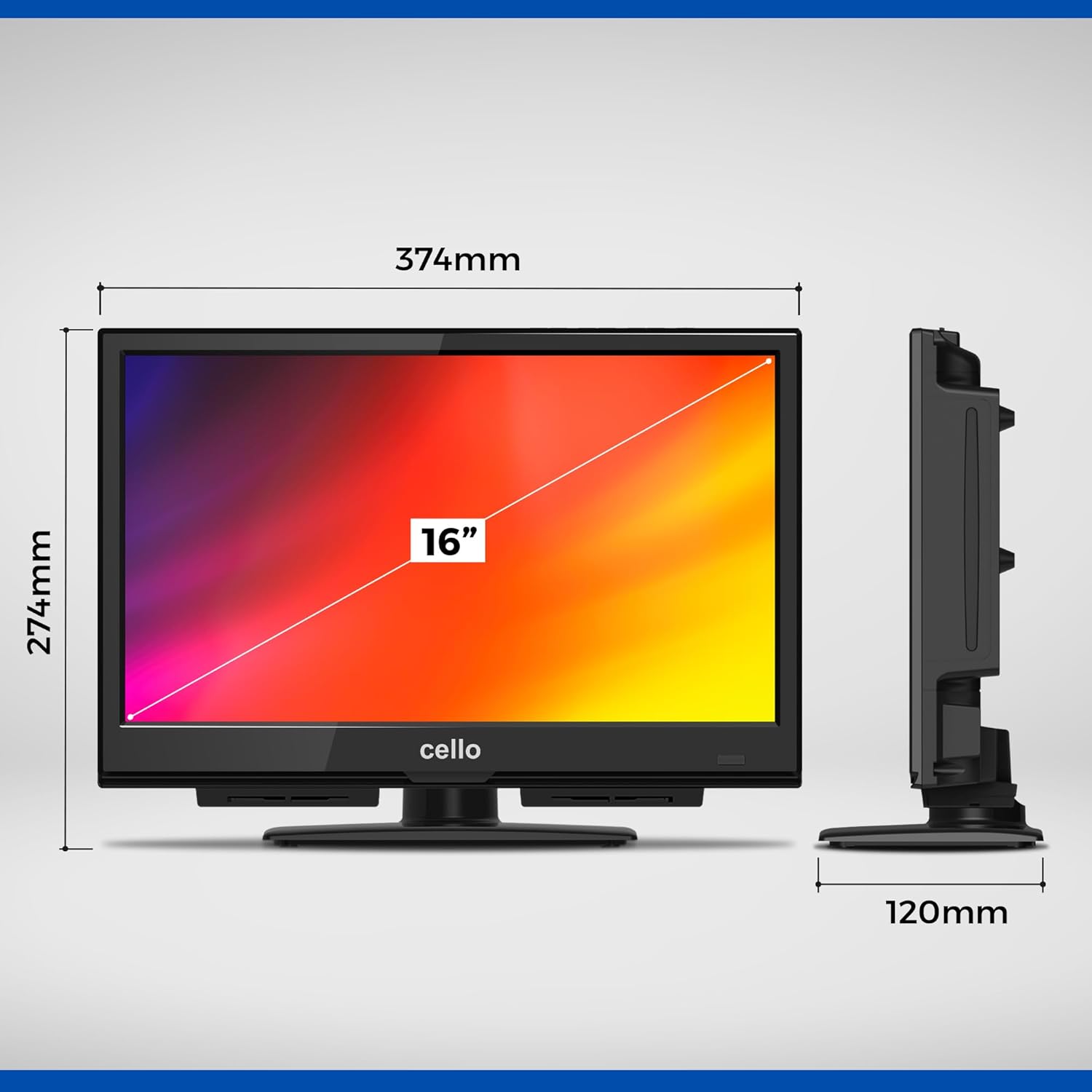 Cello C1624F 16" Full HD LED TV Integrated player Triple tuner DVB-T/T2-C-S/S2 HDMI USB 230V “Pitch Perfect Sound” for a unique sound experience