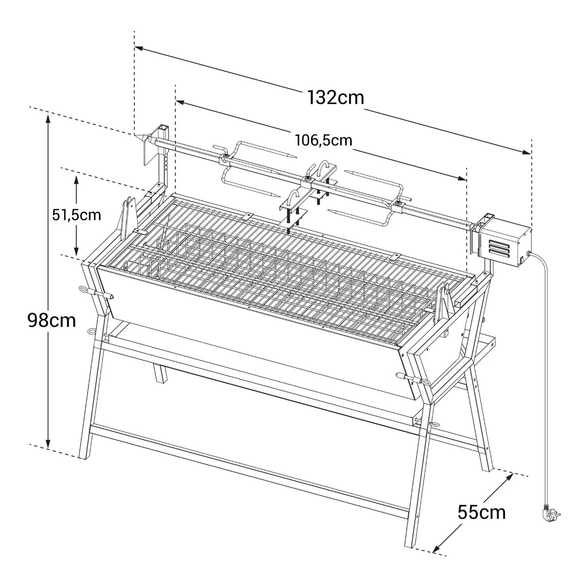 LISBOA tilting rotisserie spit -