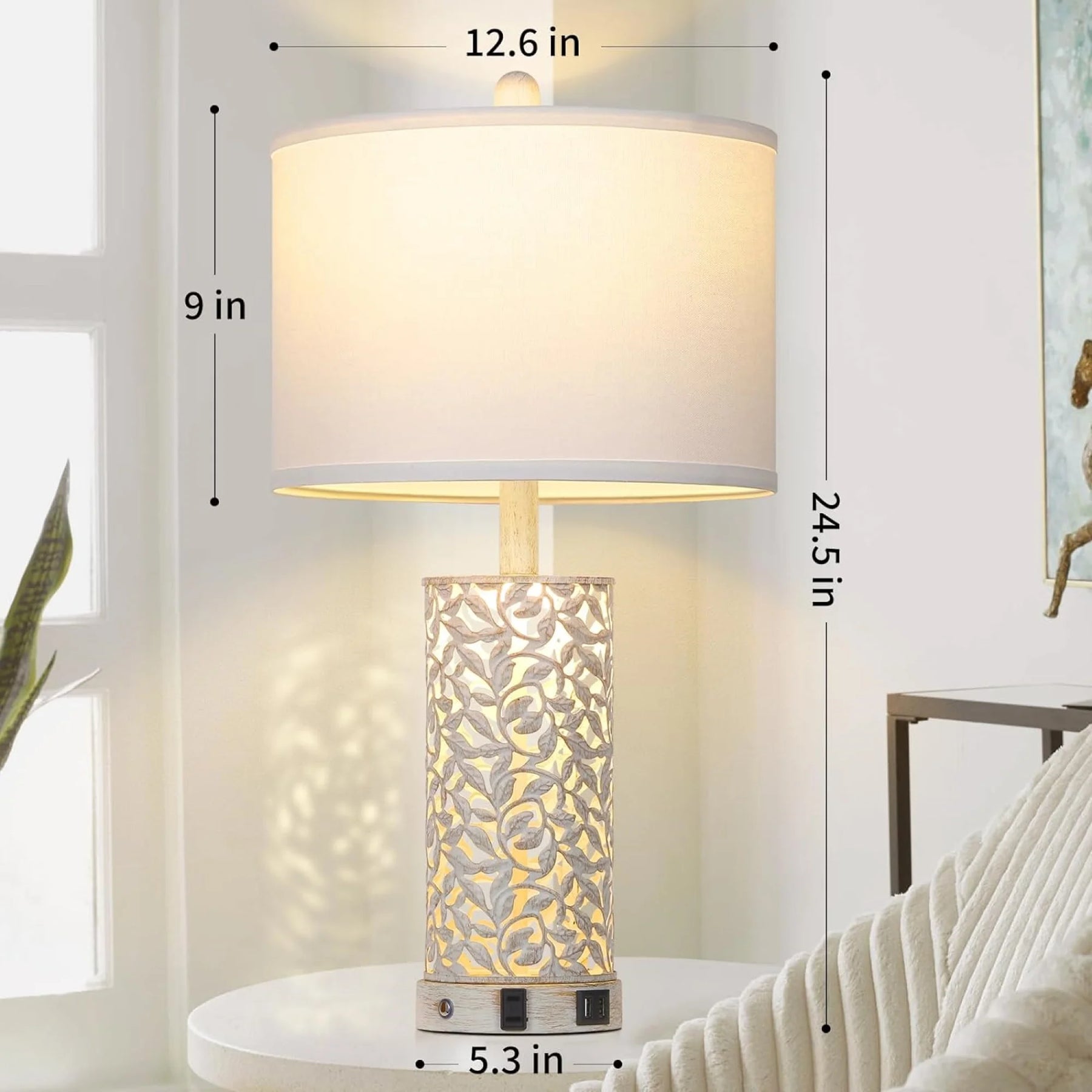 Cinkeda Table Lamp Set of 2 for Living Room Bedroom with USB Ports AC Outlet 3 Way Dimmable Touch - Product image 8