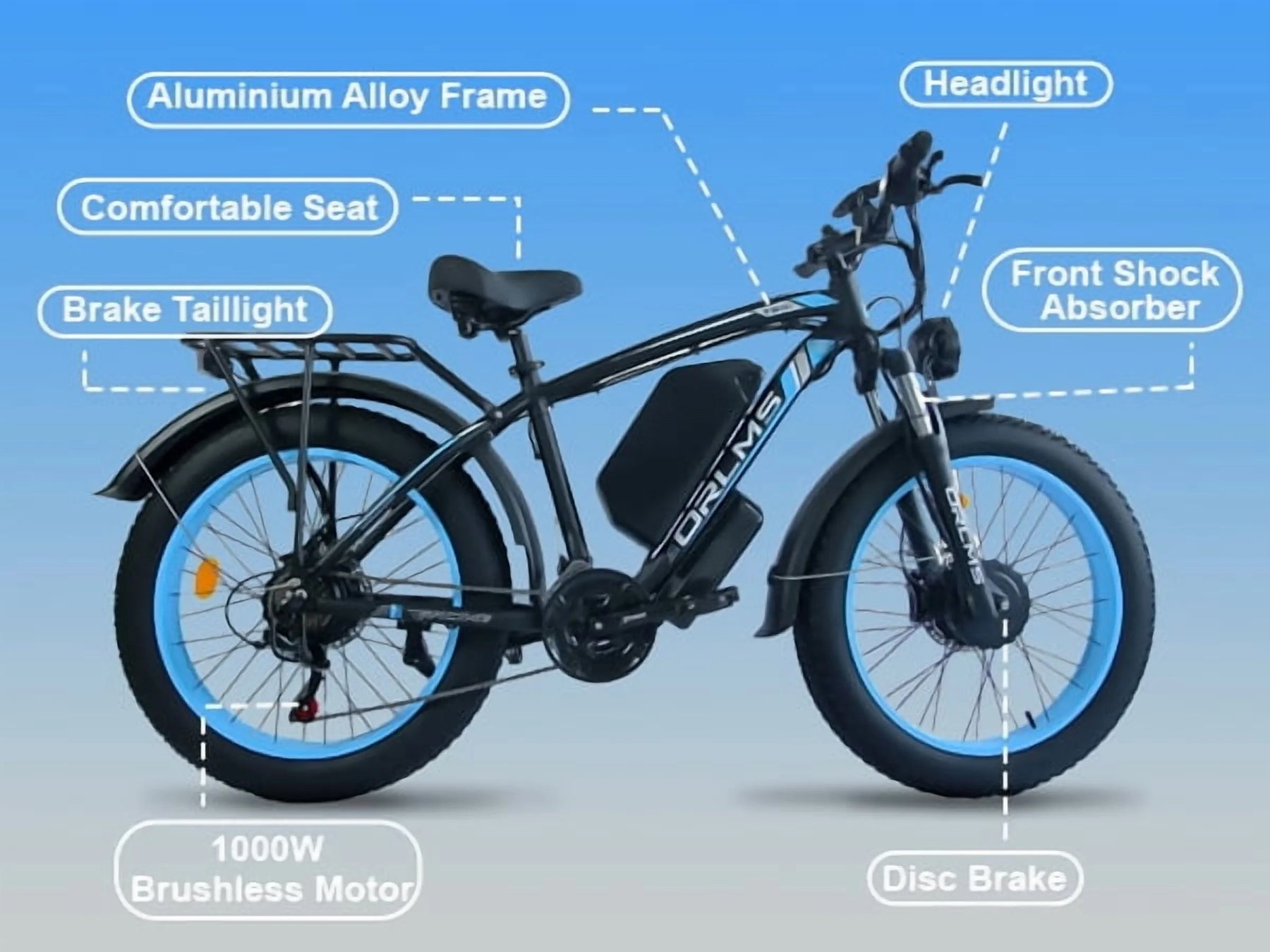(US in Stock) 5000W Peak Dual Motor Electric Bike for Adults, 60V 25AH Removable Battery Ebike - Product image 12