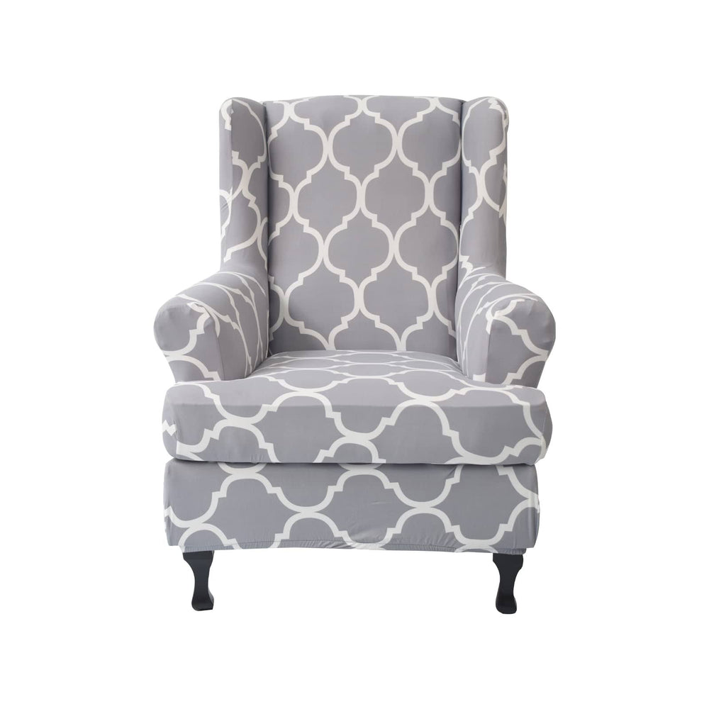 Wing Chair Slipcovers 2 Pieces Stretch Spandex Wingback Chair Covers Sofa Slipcover Printing Wingback Armchair Slipcovers Furniture