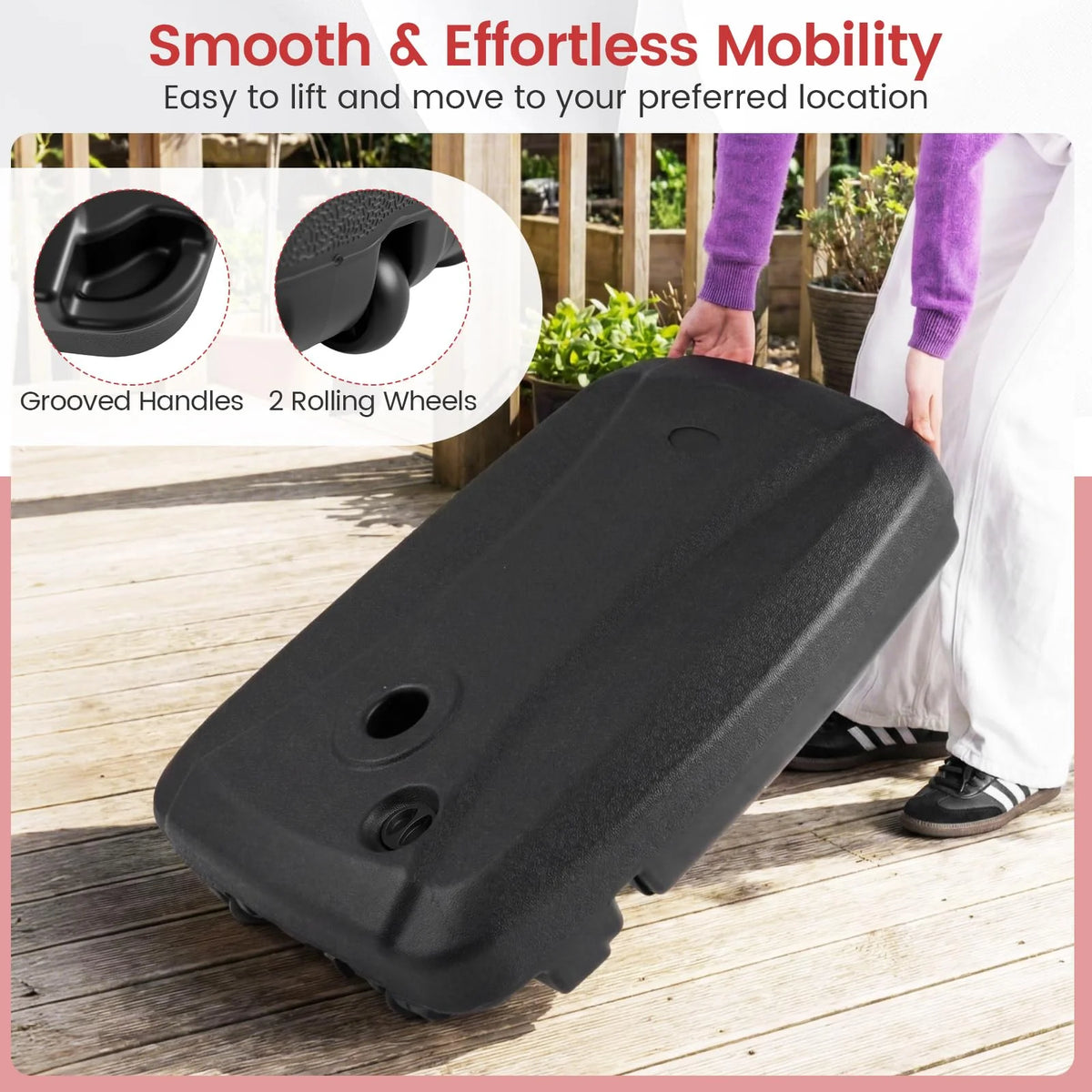 225 LBS Cantilever Patio Umbrella Base with Wheels and Crossed Base - Product image 6