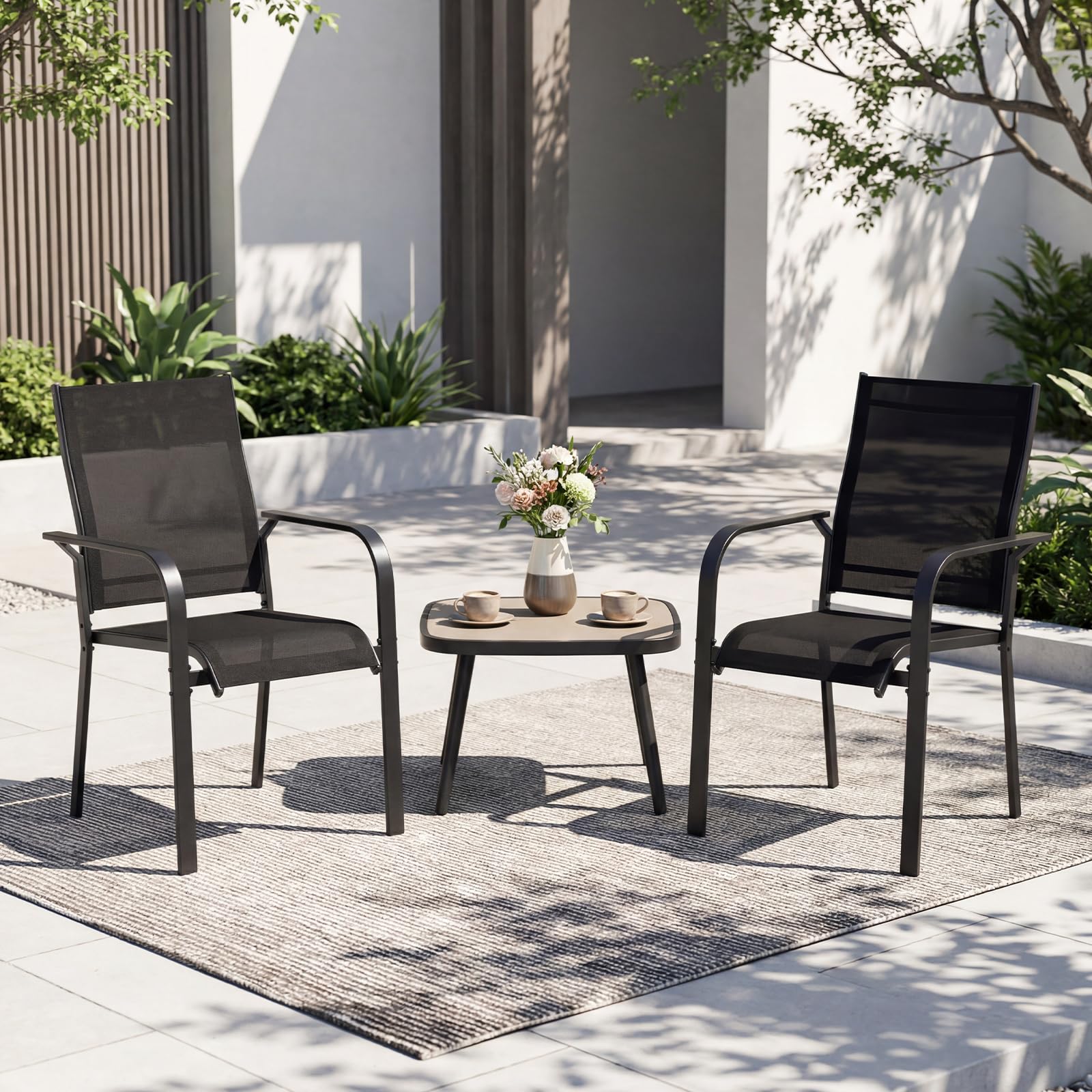 Tangkula Patio Dining Chairs - Stackable Outdoor Armchairs with Metal Frame - Product image 2