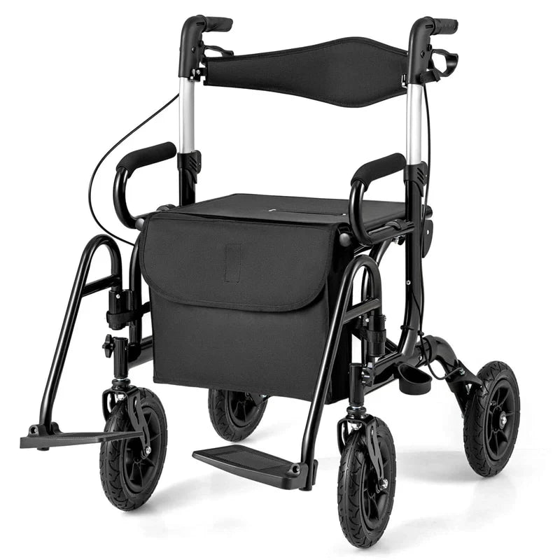 2-in-1 Folding Rollator Walker with Seat, Armrests & 9" All-Terrain Pneumatic Tires - Product image 13