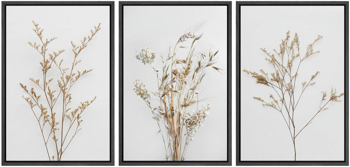IDEA4WALL Framed Canvas Print Wall Art Set of 3 Wildflower Floral Botanical Prints - Product image 4