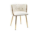 Guyou Velvet Dining Chair Set of 2, Modern Upholstered Accent Side Chair with Woven Back and Metal Legs - Product image 8