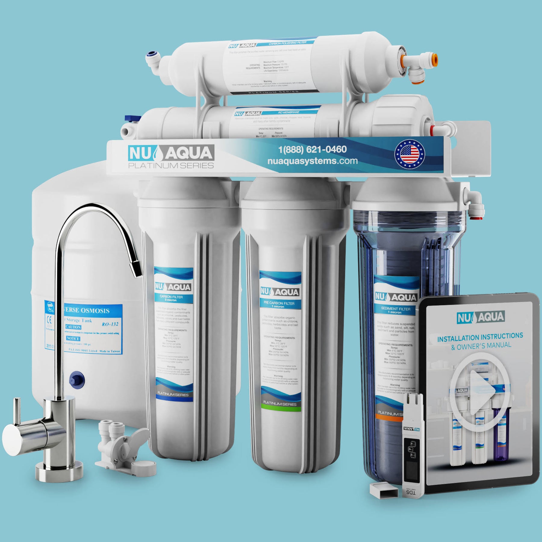 NU Aqua Platinum Series 100GPD Under Sink Reverse Osmosis Drinking Water Filter System - Product image 1