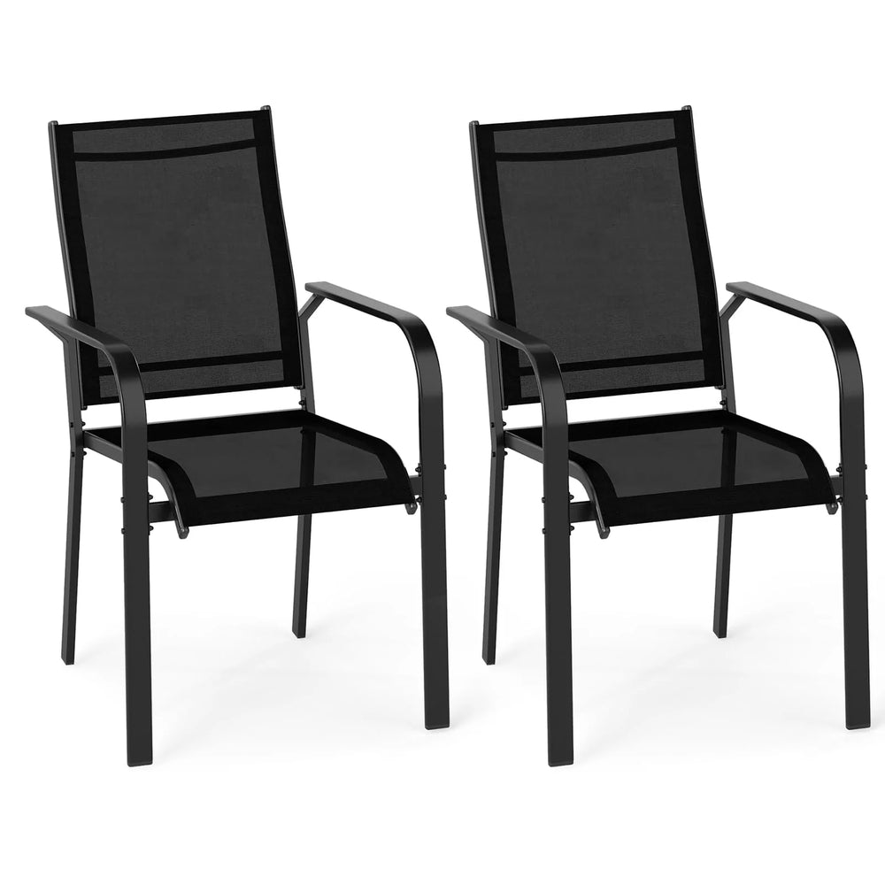 Tangkula Patio Dining Chairs - Stackable Outdoor Armchairs with Metal Frame