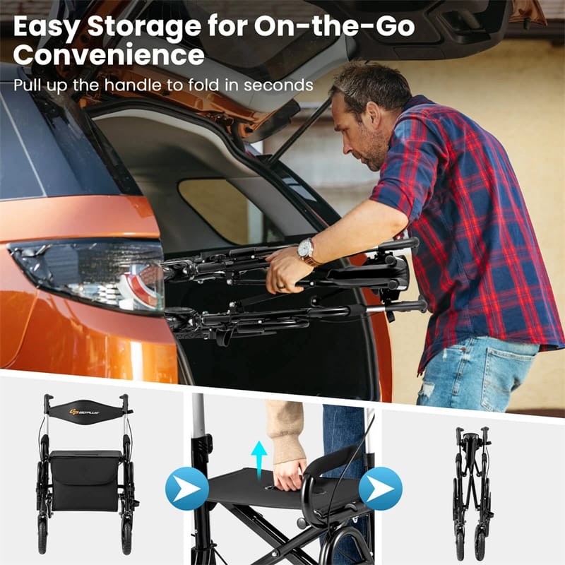 2-in-1 Folding Rollator Walker with Seat, Armrests & 9" All-Terrain Pneumatic Tires - Product image 18