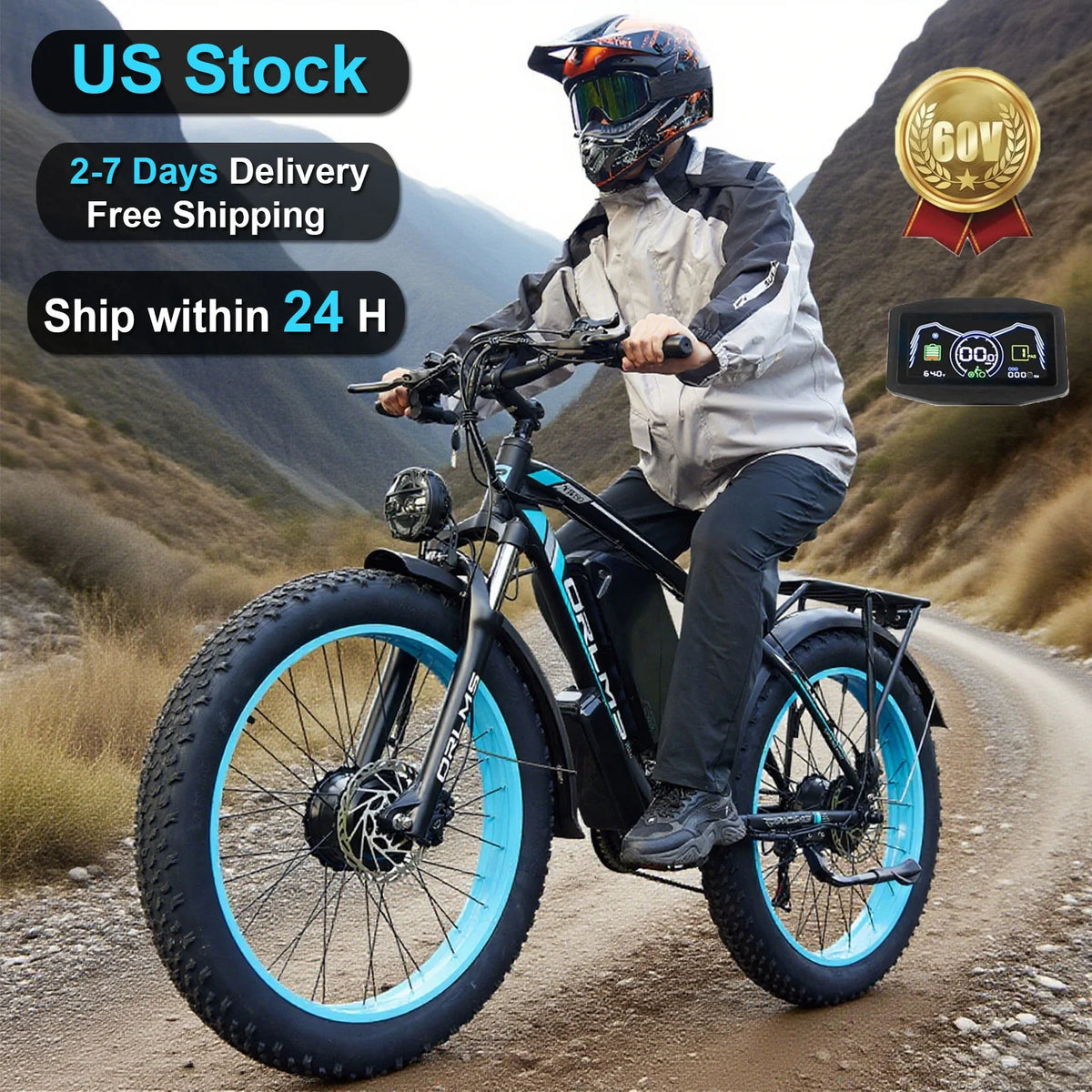 (US in Stock) 5000W Peak Dual Motor Electric Bike for Adults, 60V 25AH Removable Battery Ebike - Product image 22