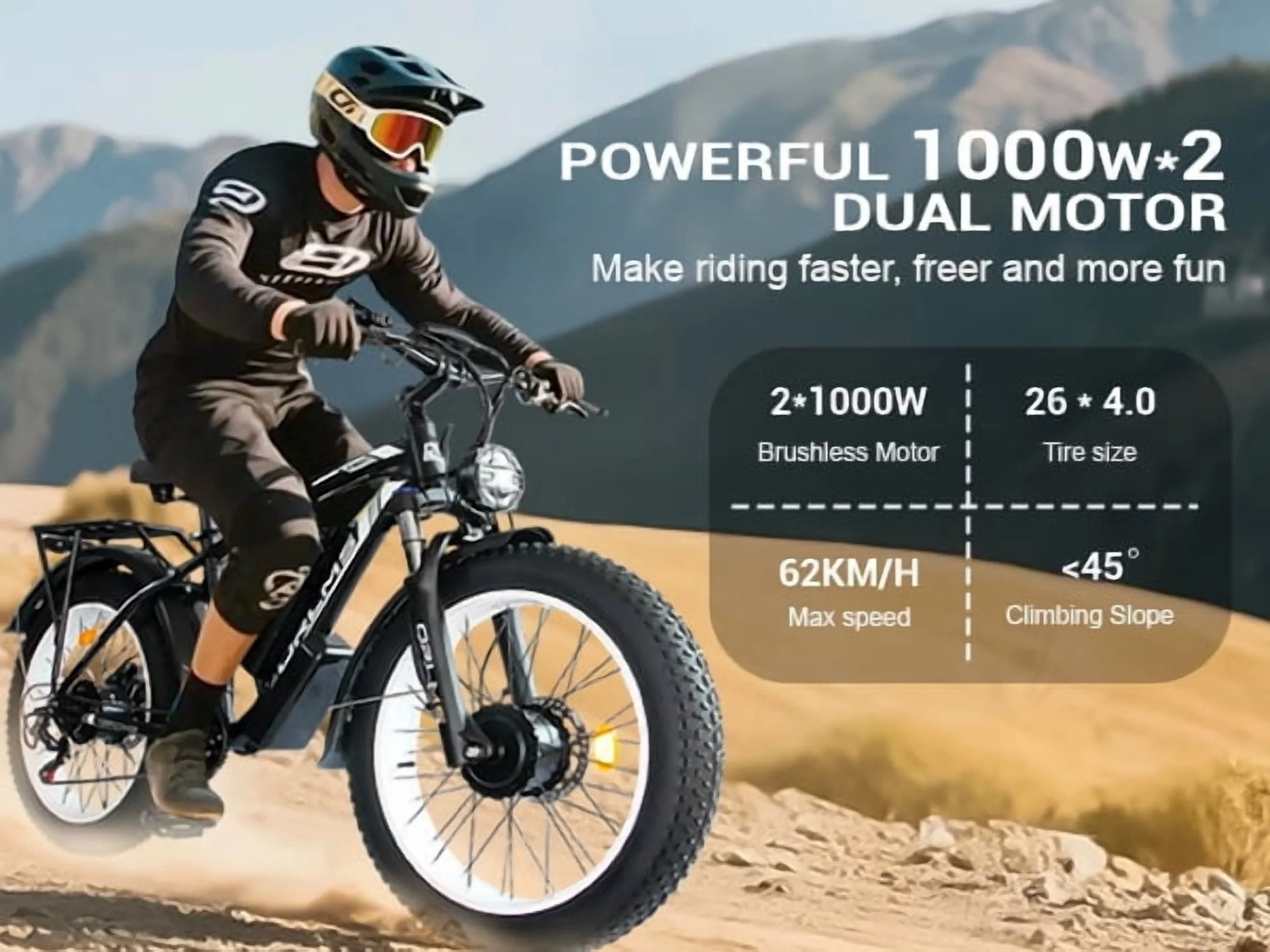 (US in Stock) 5000W Peak Dual Motor Electric Bike for Adults, 60V 25AH Removable Battery Ebike - Product image 4
