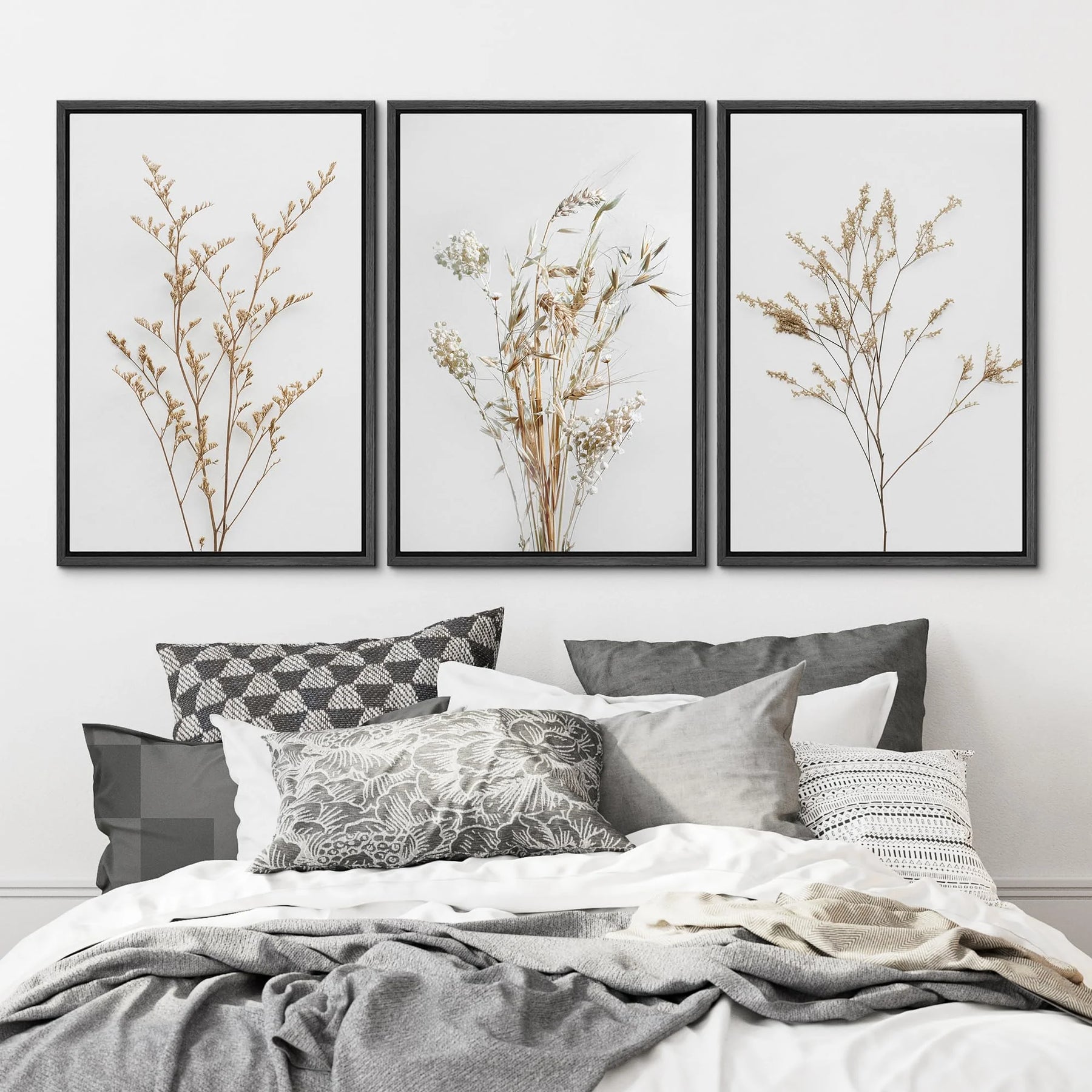 IDEA4WALL Framed Canvas Print Wall Art Set of 3 Wildflower Floral Botanical Prints - Product image 2