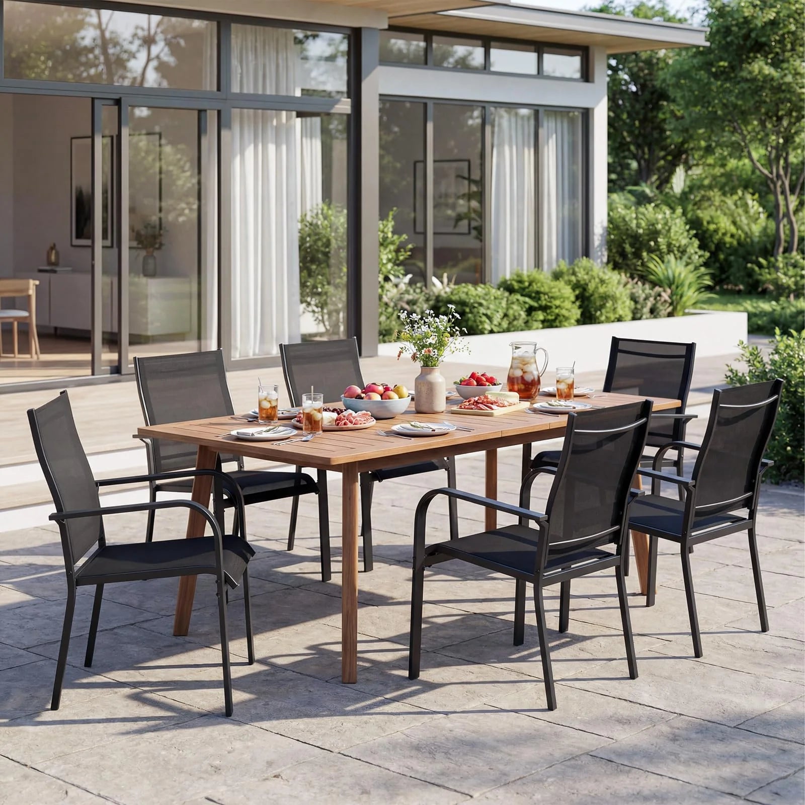 Tangkula Patio Dining Chairs - Stackable Outdoor Armchairs with Metal Frame - Product image 8