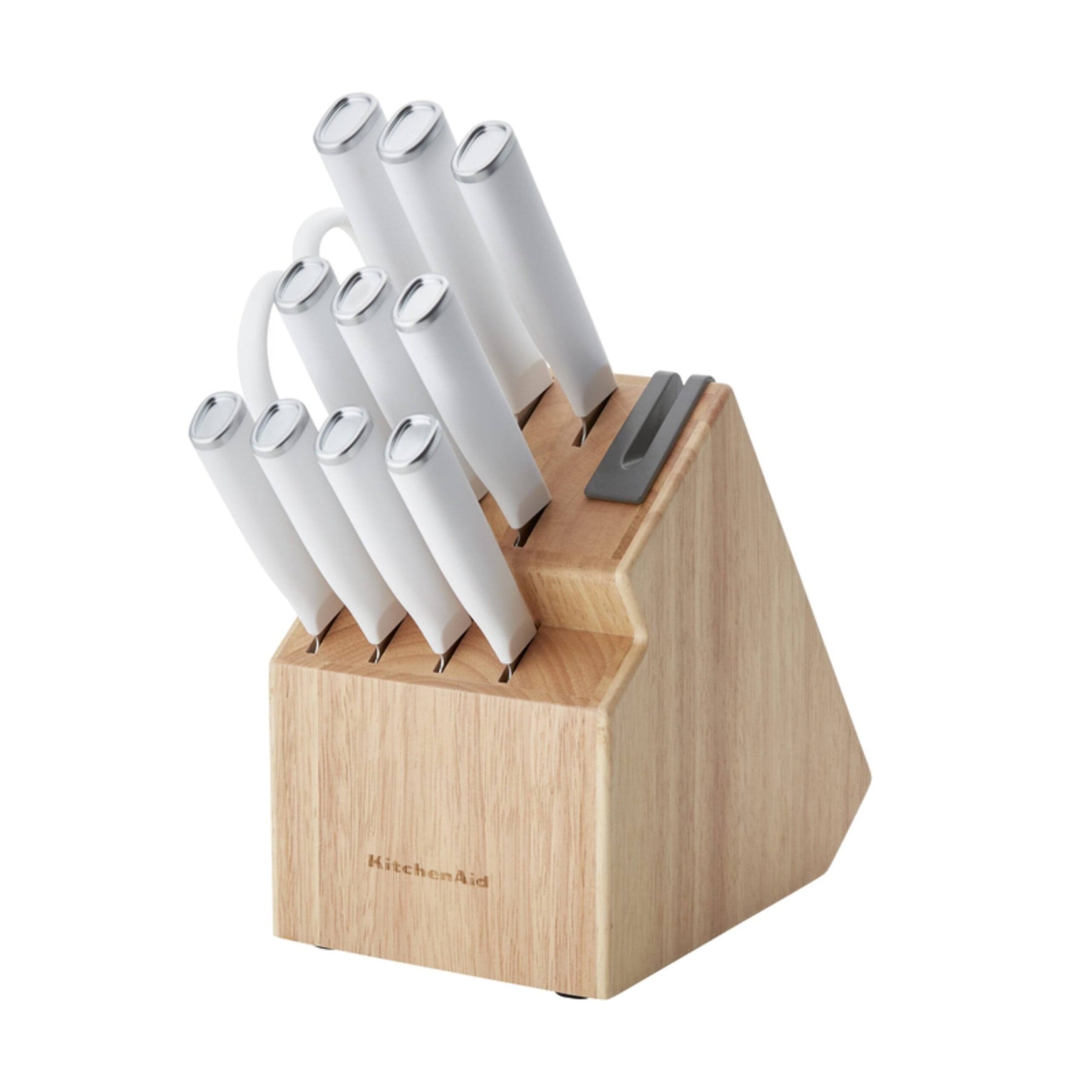 KitchenAid Classic Japanese Steel 12-Piece Knife Block Set with Built-In Knife Sharpener, White - Product image 1