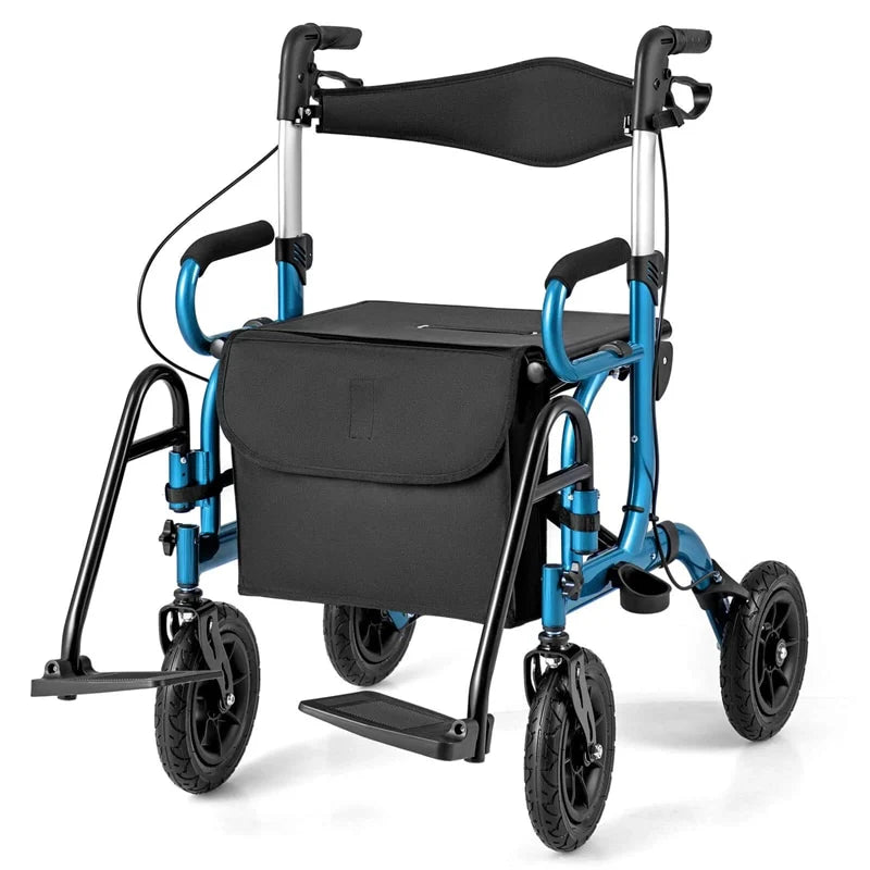 2-in-1 Folding Rollator Walker with Seat, Armrests & 9" All-Terrain Pneumatic Tires - Product image 23