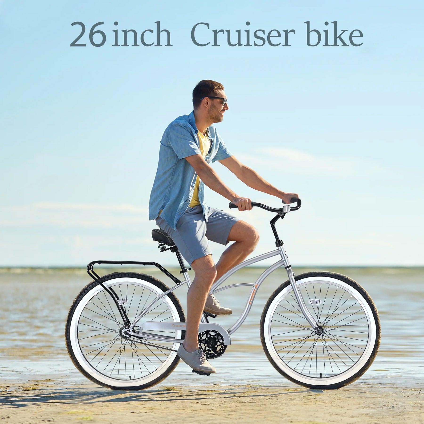 26 in Beach Cruiser Bike, Single Speed Bicycle with Steel Frame, Wide Wheels and Rear Coaster Brakes - Product image 6