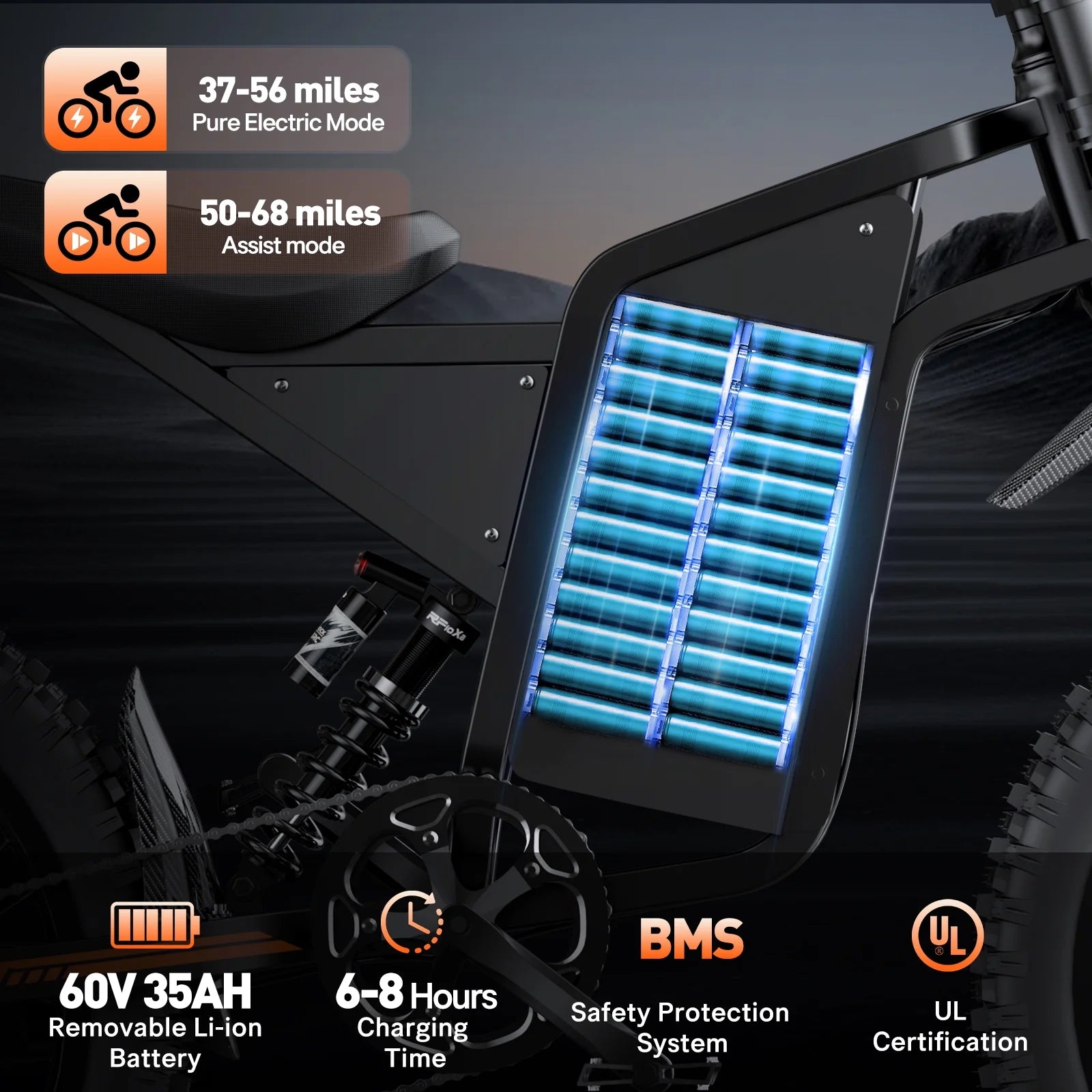 Electric Dirt Bike for Adults, 60V 35ah, 3000W 45 MPH & 37 - 68 Miles Electric Motorcycle - Product image 2