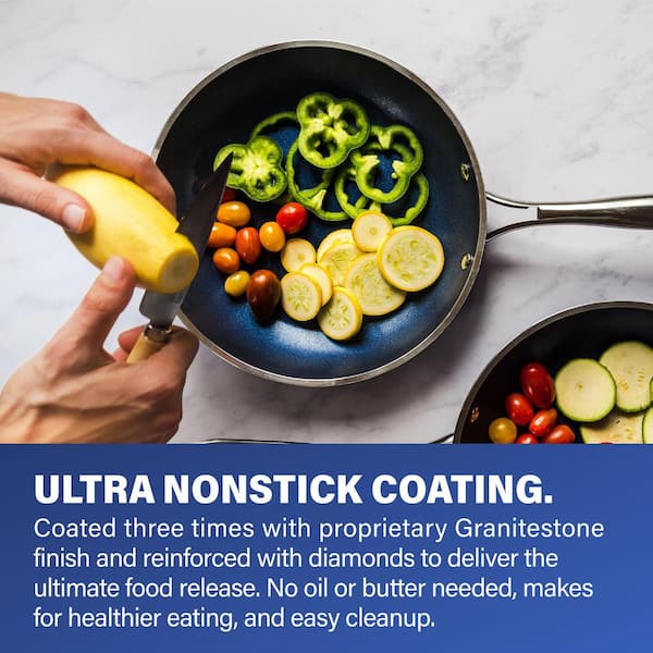 Classic Blue 20 - Piece Aluminum Ultra - Durable Non - Stick Diamond Infused Cookware and Bakeware Set