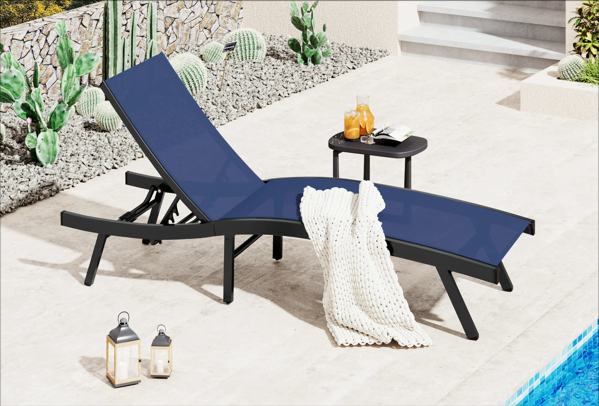 AECOJOY Outdoor Chaise Lounge, All Weather Pool Lounge Chairs Ergonomic Design (Navy, 2 PCs) - Product image 8