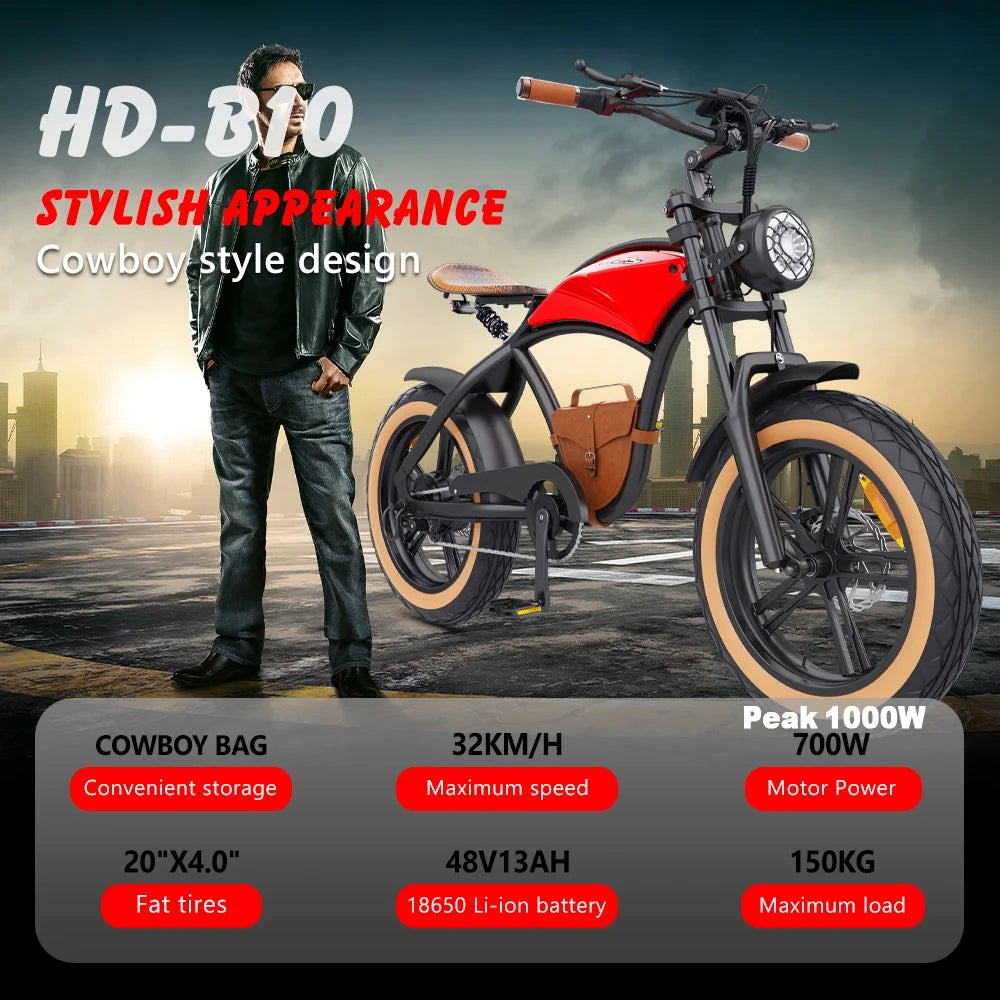Hidoes B10 Electric Mountain Bike for Men/Woman 1000W Adult Electric Bicycle 20" Fat Tire Off Road E - Product image 10