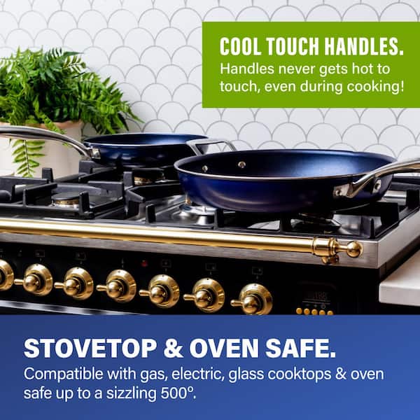 Classic Blue 20 - Piece Aluminum Ultra - Durable Non - Stick Diamond Infused Cookware and Bakeware Set