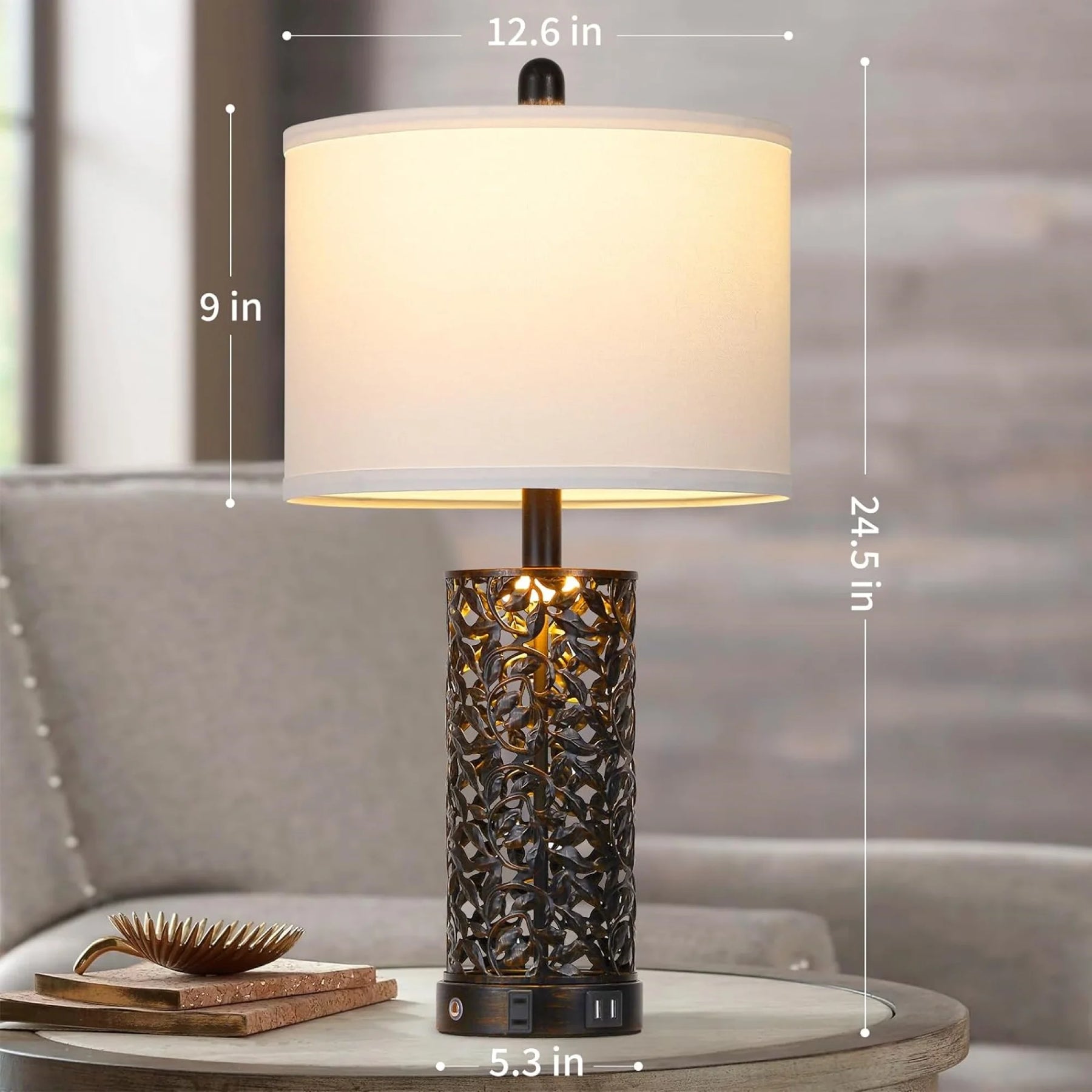 Cinkeda Table Lamp Set of 2 for Living Room Bedroom with USB Ports AC Outlet 3 Way Dimmable Touch - Product image 28
