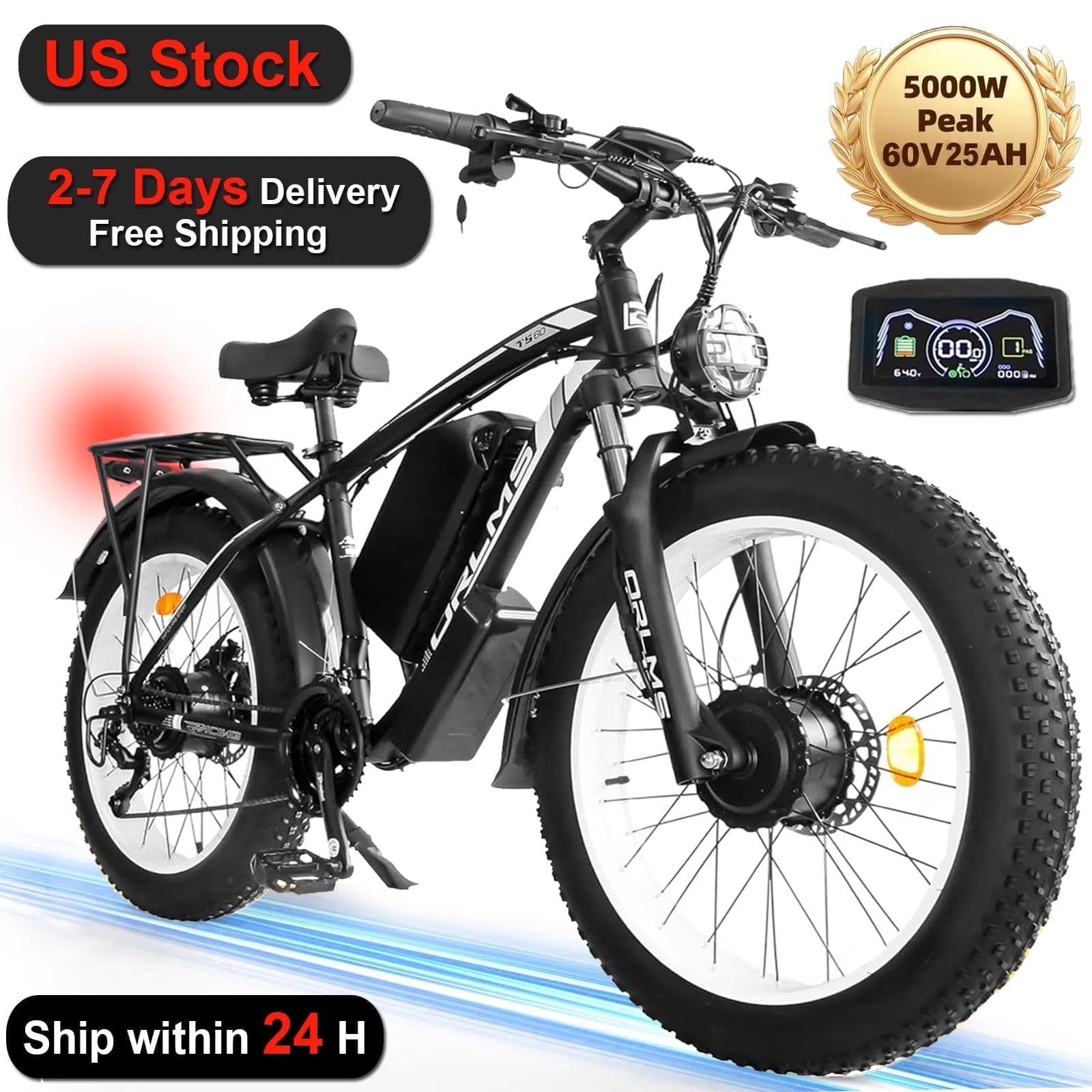 (US in Stock) 5000W Peak Dual Motor Electric Bike for Adults, 60V 25AH Removable Battery Ebike - Product image 3