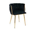 Guyou Velvet Dining Chair Set of 2, Modern Upholstered Accent Side Chair with Woven Back and Metal Legs - Product image 2