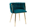 Guyou Velvet Dining Chair Set of 2, Modern Upholstered Accent Side Chair with Woven Back and Metal Legs - Product image 6